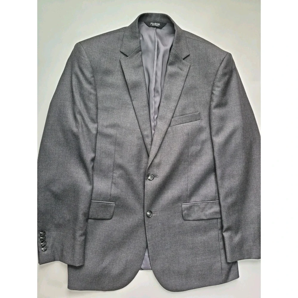 Jos A Bank Mens Tailored Fit Wool Sports Coat 42L Gray 2 Button Blazer